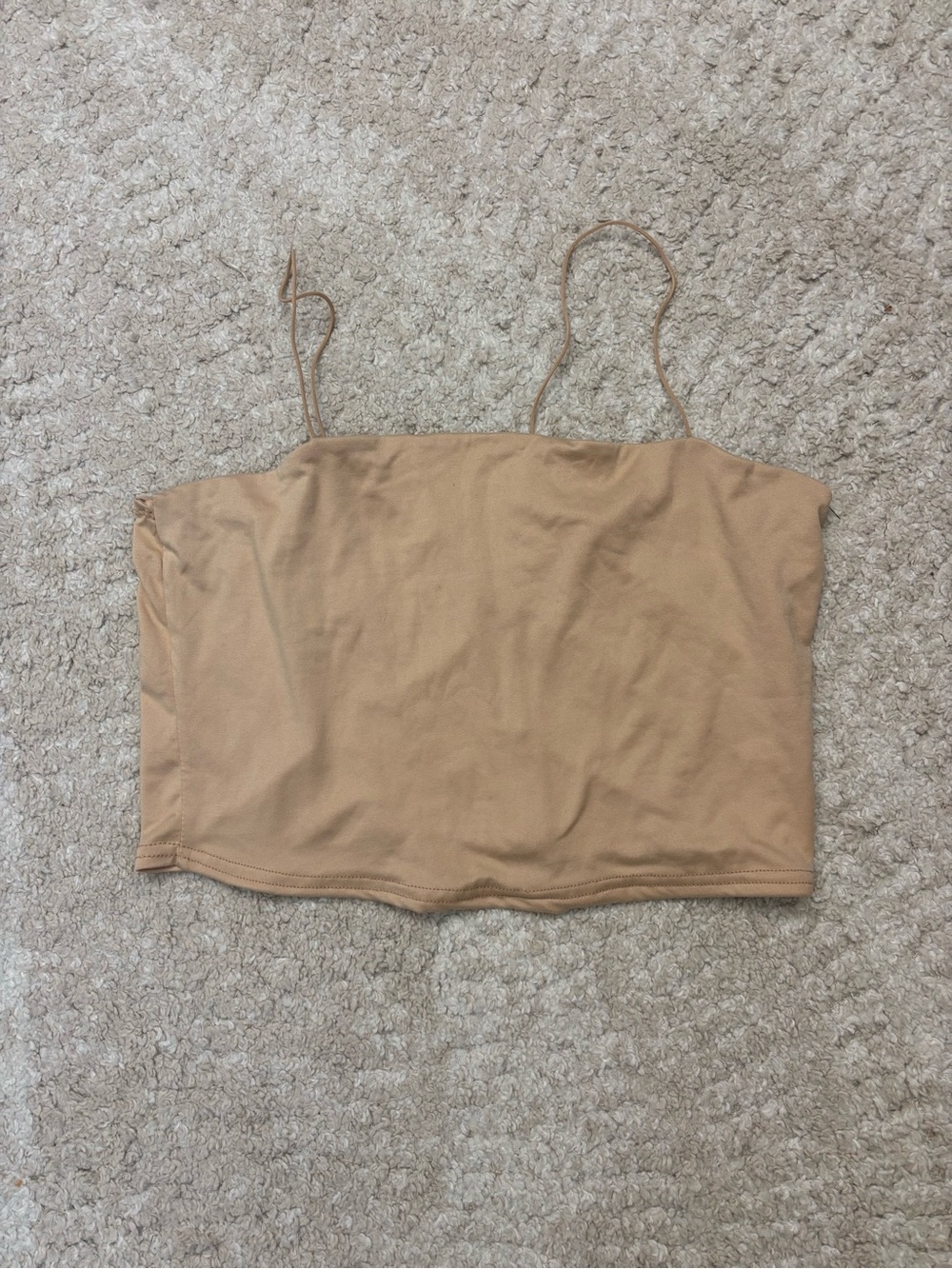 Classic Tan Spaghetti-Strap Cropped Cami